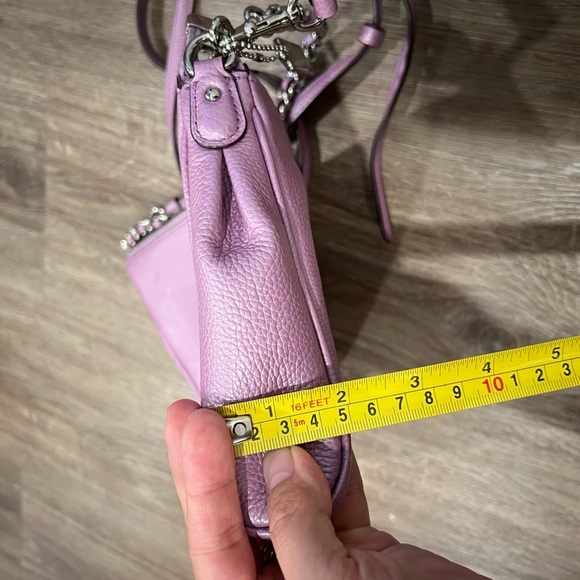 Coach Pebble Leather Carrie Pink Metallic Crossbody Bag - Picture 12 of 16